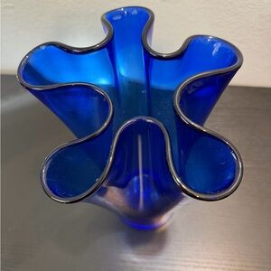 Vintage Fostoria Blue Glass Vase